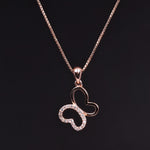 将图像加载到图库查看器中, Rose Gold Plated Butterfly Pendant Necklace with CZ Stones for Women