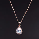 将图像加载到图库查看器中, Rose Gold Plated Teardrop Cubic Zirconia Pendant Necklace for Women