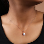 将图像加载到图库查看器中, Rose Gold Plated Teardrop Cubic Zirconia Pendant Necklace for Women