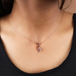 将图像加载到图库查看器中, Rose Gold Plated Snowflake Pendant Necklace with CZ Stones for Women