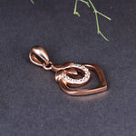 将图像加载到图库查看器中, Rose Gold Plated Heart & Flower Cubic Zirconia Pendant Necklace