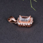 将图像加载到图库查看器中, Rose Gold Plated Emerald Cut Cubic Zirconia Halo Pendant Necklace