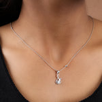 Load image into Gallery viewer, Sterling Silver Infinity Knot Pendant Necklace with Clear Cubic Zirconia