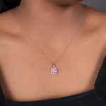 Load image into Gallery viewer, Rose gold plating Pink Sapphire Square Pendant Necklace | Women's Gift