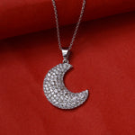 Load image into Gallery viewer, Collar de luna creciente con circonita cúbica en plata 925 para mujer