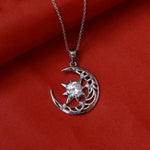 Load image into Gallery viewer, 925 Silver Crescent Moon & Star Pendant Necklace for Women