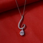 将图像加载到图库查看器中, 925 Silver Pear Cut CZ Pendant Necklace for Women | Gift