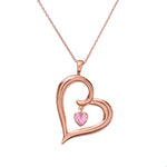 Load image into Gallery viewer, Rose gold plating Heart Pendant Necklace with Pink Gemstone | Gift for Her