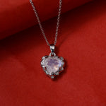 将图像加载到图库查看器中, 925纯银心形月光石吊坠项链(女士款)