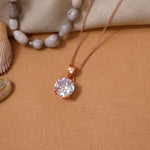 Load image into Gallery viewer, Rose gold plating Round Cut Solitaire Pendant Necklace for Women