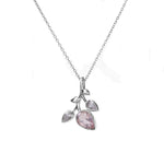 将图像加载到图库查看器中, 925 Silver Rose Quartz Leaf Pendant Necklace for Women