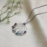 将图像加载到图库查看器中, Sterling Silver 7 Chakra Pendant Necklace with Natural Gemstones