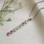 将图像加载到图库查看器中, 925 Sterling Silver 7 Chakra Stone Bar Pendant Necklace for Women