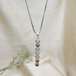 将图像加载到图库查看器中, 925 Sterling Silver 7 Chakra Stone Bar Pendant Necklace for Women