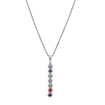 将图像加载到图库查看器中, 925 Sterling Silver 7 Chakra Stone Bar Pendant Necklace for Women