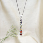 将图像加载到图库查看器中, Sterling Silver 7 Chakra Vertical Pendant Necklace for Women