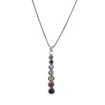 将图像加载到图库查看器中, Sterling Silver 7 Chakra Vertical Pendant Necklace for Women