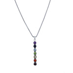 将图像加载到图库查看器中, 925 Sterling Silver Vertical Seven Chakra Gemstone Pendant Necklace