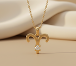 Load image into Gallery viewer, Aries Zodiac Gold-Plated 925 Silver Necklace with White Cubic Zirconia