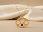 Load image into Gallery viewer, Cancer Zodiac Red Cubic Zirconia Necklace Gold Plated 925 Silver Pendant