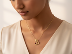Load image into Gallery viewer, Gold Plated 925 Silver Capricorn Zodiac Necklace with Garnet colour Cubic Zirconia