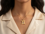 Load image into Gallery viewer, Gemini Zodiac Lavender colour Cubic Zirconia Pendant Necklace in Gold Plated 925 Silver