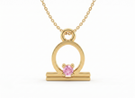 Load image into Gallery viewer, Libra Zodiac Pendant Necklace | Gold Plated 925 Silver & Pink Cubic Zirconia