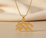 Load image into Gallery viewer, Aquarius Zodiac Pendant Necklace Gold Plated 925 Silver Astrology Jewelry