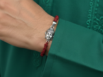 Load image into Gallery viewer, Buddha Head 925 Silver Rakhi for Brother on Red Thread