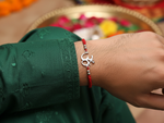 Load image into Gallery viewer, 925 Sterling Silver Om Rakhi for Brother with CZ Stone