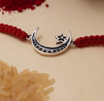 Load image into Gallery viewer, 925 Sterling Silver Moon Star Rakhi Bracelet for Brother