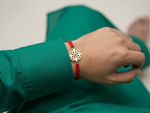 Load image into Gallery viewer, Mandala CZ Rakhi in Gold Plated 925 Sterling Silver for Brother