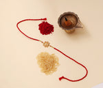 Load image into Gallery viewer, Gold Plated 925 Silver Trishul Navratna CZ Rakhi for Brother