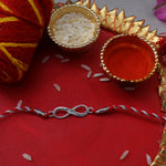 Load image into Gallery viewer, Infinity Zircon Rakhi in 925 Silver for Brother - Raksha Bandhan