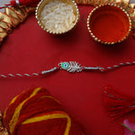 Load image into Gallery viewer, Evil Eye Feather Rakhi in 925 Silver with Zircon for Brother