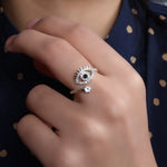Load image into Gallery viewer, 925 Silver Cubic Zirconia Evil Eye Ring | Adjustable for Women