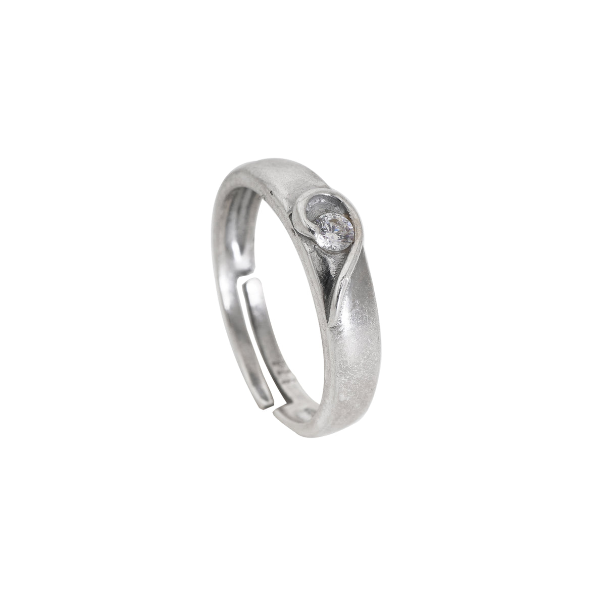 Adjustable silver ring with cz stone | women's jewelry gift