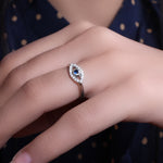 Load image into Gallery viewer, 925 Silver Evil Eye Ring with Blue Gemstone for Women
