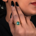 Load image into Gallery viewer, Gold Ring with Green Gemstone for Women | Statement Ring