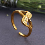 将图像加载到图库查看器中, Gold Plated Open Ring with Intertwined Leaf Motif for Women