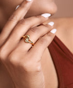 将图像加载到图库查看器中, Gold Plated Open Ring with Intertwined Leaf Motif for Women