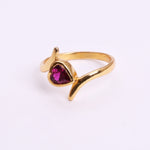 将图像加载到图库查看器中, Gold-Plated Adjustable Ring with Pear Ruby Stone for Women