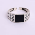 Load image into Gallery viewer, Oxidized Silver Adjustable Ring with Black Onyx Center | Men's Band