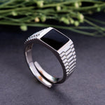 Load image into Gallery viewer, 925 Sterling Silver Adjustable Ring with Black Onyx Gemstone