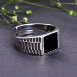 Load image into Gallery viewer, 925 Sterling Silver Adjustable Ring with Black Onyx Gemstone