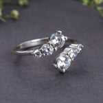 Load image into Gallery viewer, 925 Sterling Silver Open Wrap Ring with CZ Stones | Adjustable Band