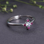 Load image into Gallery viewer, 925 Sterling Silver Adjustable Ring with White & Pink CZ Stones