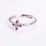 Load image into Gallery viewer, 925 Sterling Silver Adjustable Ring with White & Pink CZ Stones