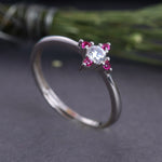 Load image into Gallery viewer, 925 Sterling Silver Adjustable Ring with White & Pink CZ Stones