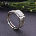 Load image into Gallery viewer, 925 Sterling Silver Men's Diamond Cluster Ring | Modern Band Style